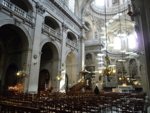 Interior of St-Paul church.  Notice chairs instead of pews/benches.