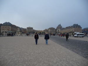 Approaching Versailles.  Everything you see is the chateau and it's all one building.