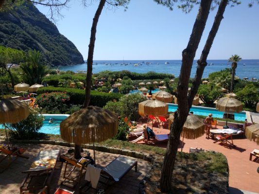 A view of the pools from up on the mountainside