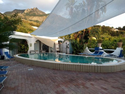 The swimming pool, filled with natural spring water