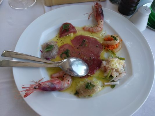 Pesce crudi (raw seafood appetizer)