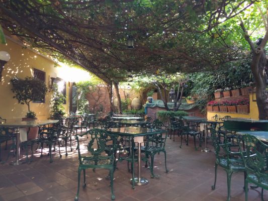 Maffei's courtyard dining area