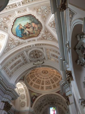 The beautifully restored church ceiling