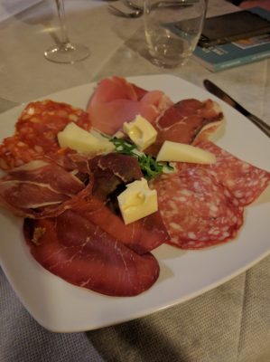 My appetizer - local meats and cheeses