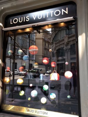 An interesting planet window display at the Louis Vuitton store