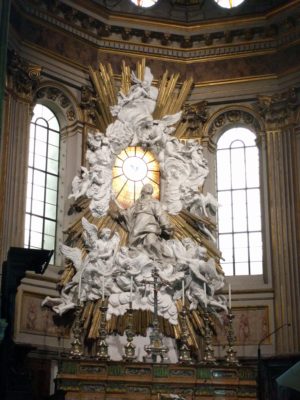 The sculpture above the alter in the basilica