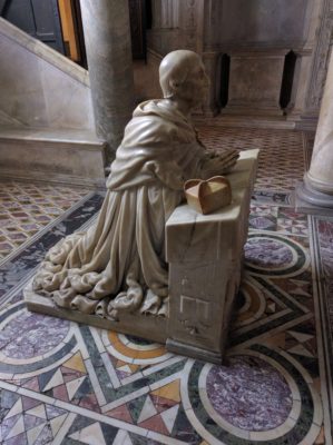 A marble statue in the crypt of the basilica