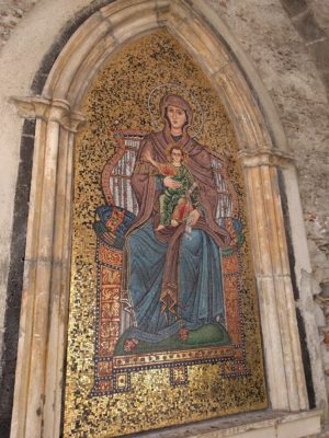 A pretty mosaic inside the clock tower passageway