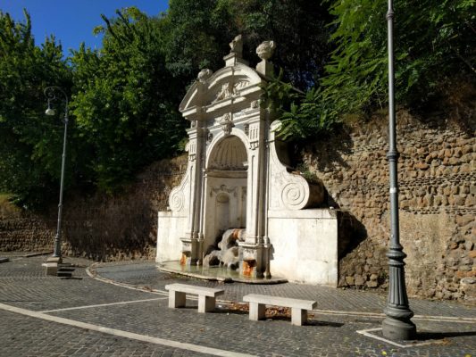 A fountain on one of the main streets in the neighborhood