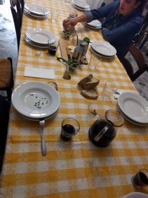 The table set for lunch