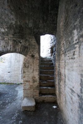 A small passageway behind the seating