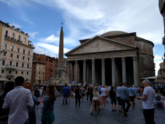 The pantheon with a couple of tourists in front