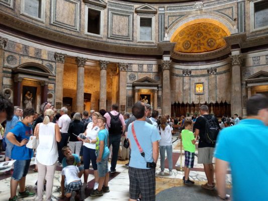 Today the pantheon is used for Catholic religious services - you can see the alter in the distance