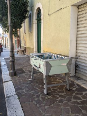 The bar also has a foosball table that keeps the young boys occupied after school