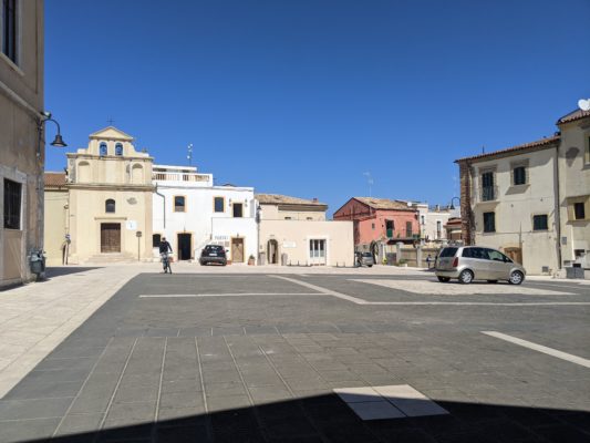 the main piazza of the old town - the basilica is tucked around to the left