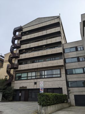 Speaking of interesting architecture, check out the emergency exit stairs on this building