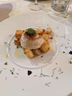 baked fish fillet - very light in flavor and texture - served with roasted potatoes