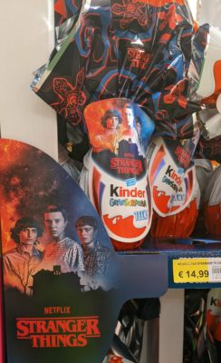 Here is a package of Stranger Things chocolate candies - there were also versions with Star Wars Mandalorian, Marvel, Frozen, and others