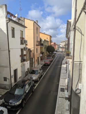 View from our apartment up the main street towards the main plaza