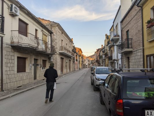 And here's a photo of the newer part of the village, houses on this part of the street seem to have been all built in the 20th century - you can tell it's newer because 1) it is paved in asphalt and 2) it is wide enough for two-way car traffic