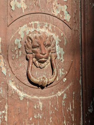 And here's the classic lion head door knocker