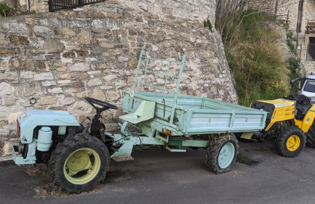 A farm truck in the village