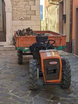 A modern "wagon" in the village with a load of firewood - keep in mind that we are in the mountains and many houses are still heated with wood