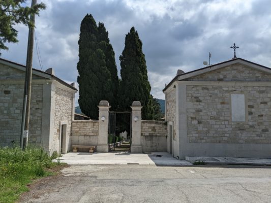 the entrance to the cemetery