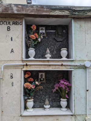 here are a husband and wife buried adjacent to each other - note that the graves almost always include a photo of the person