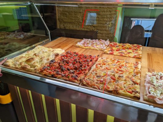 pizza on display