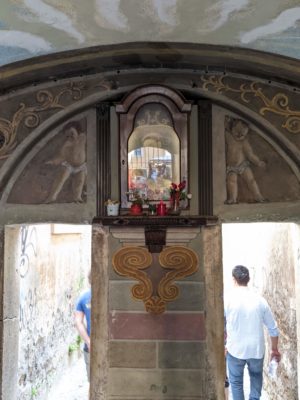 the end of the passetto with a shrine to the Madonna