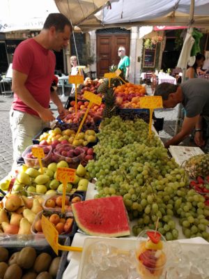 view of the market from a previous visit to Rome when Chad had short hair