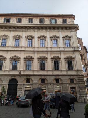 the front facade of the palazzo