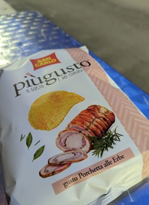 potato chips with the flavor of roasted pork and rosemary - surprisingly delicious