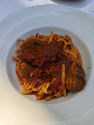 pasta with cinghiale (wild boar)