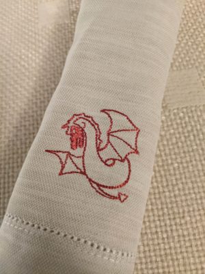 the napkins were embroidered with dragons