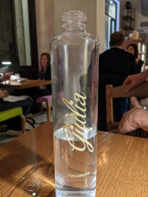 like all other restaurants in Italy, you have your choice between still (naturale) and sparkling (frizzante) water