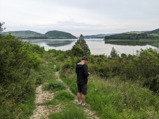 walking at the lake