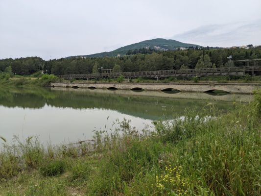 the old bridge with the new pedestrian boardwalk on top