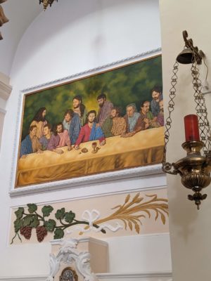 and a very modern "Last Supper" painting in the church