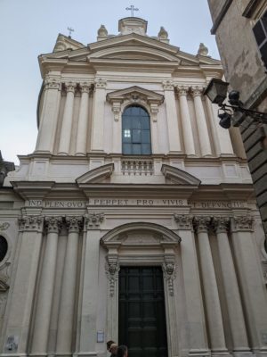 this church was at the intersection of two narrow streets, so it was hard to get a good photo but it had an interesting "offering" feature