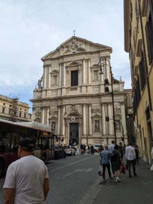 another view of the church that had all of the scooters parked in the plaza in front