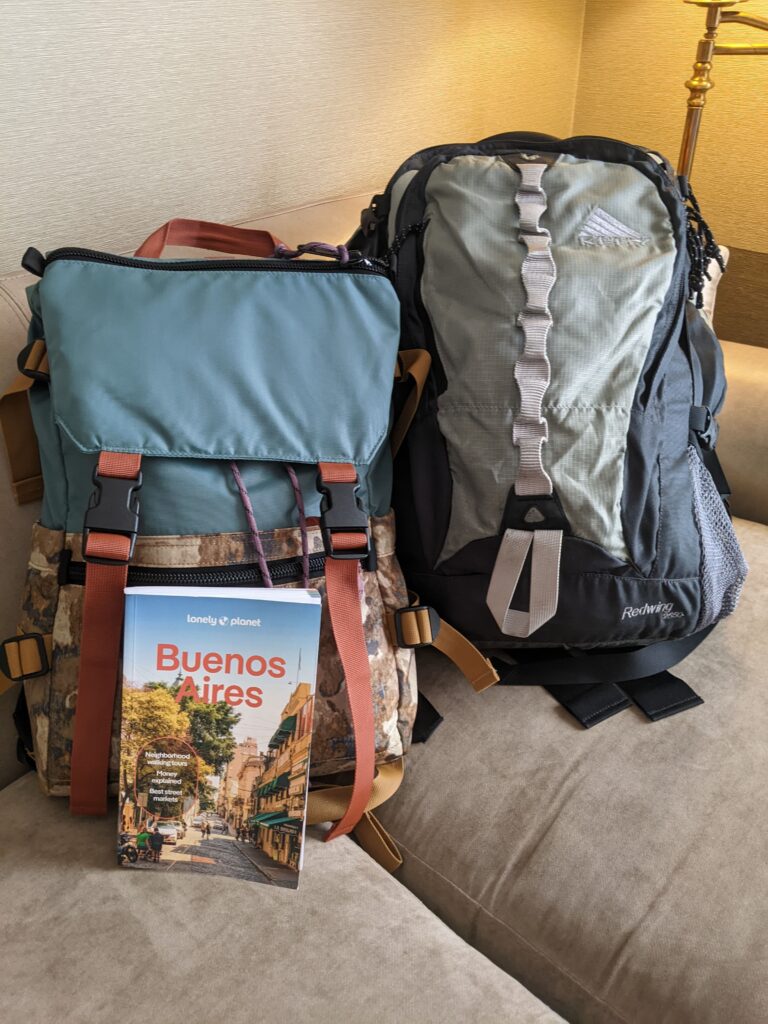 Carry-on bags ready to fly south